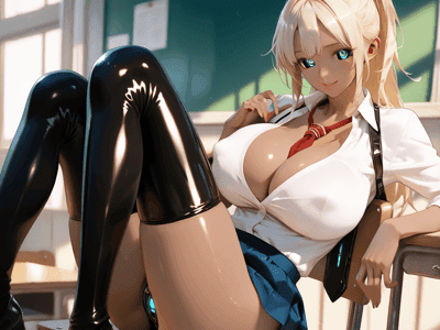 同桌的金发巨乳黑皮辣妹有点机械感
