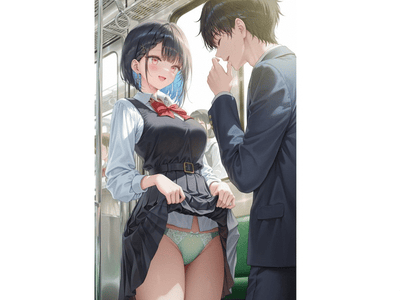 💞地铁上的清纯女大，偷偷摸你勃起的肉棒💞