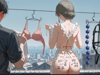 女仆居然在天台晾晒这种东西.......她的身体，你的菜单