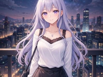 星空下的银发少女