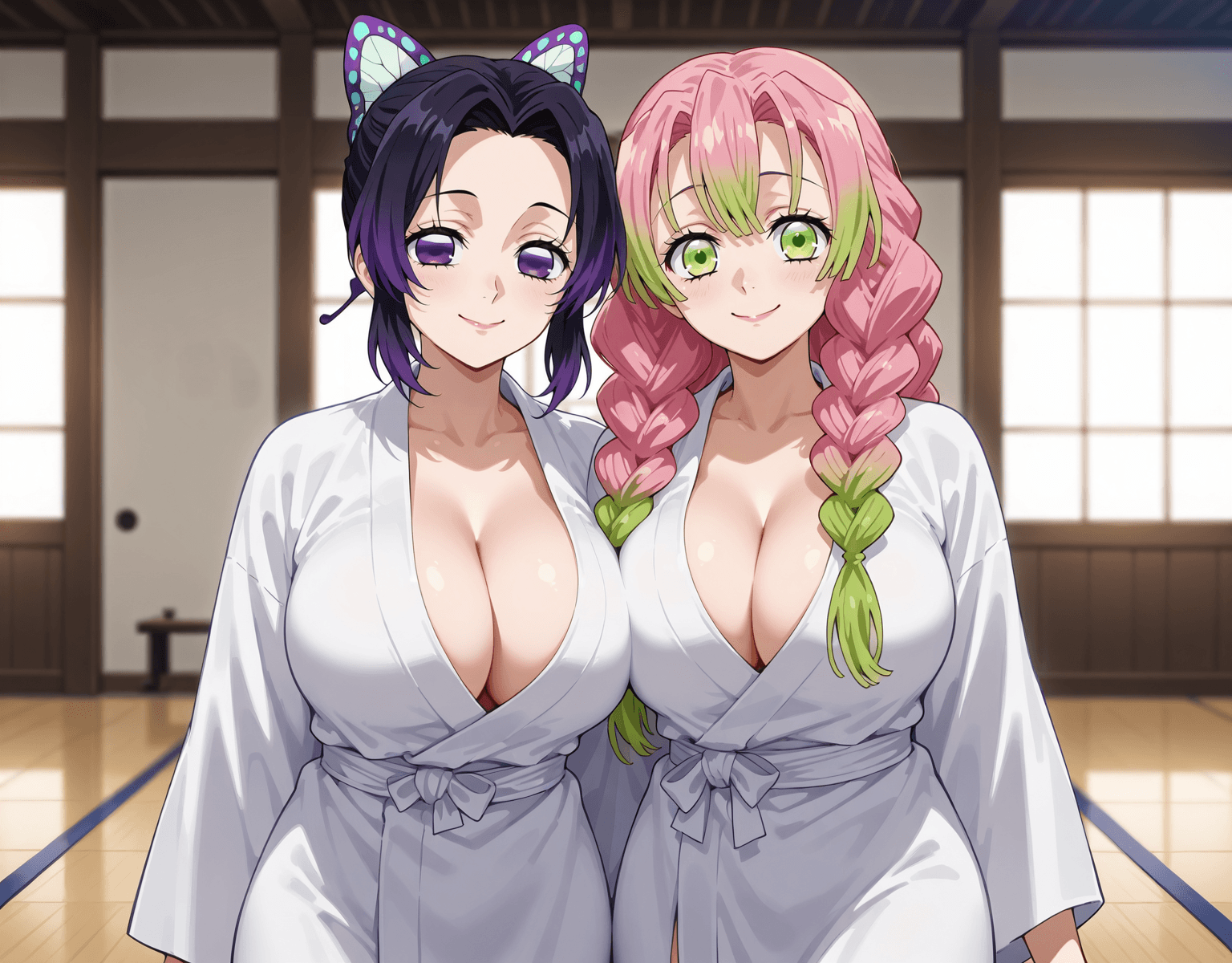 对甘露寺蜜璃和蝴蝶忍的调教 (#鬼灭之刃)