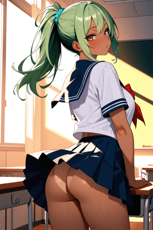 那个胸大无脑,不好好学习,黑丝不知道多久没换洗的绿毛高马尾笨蛋辣妹同桌