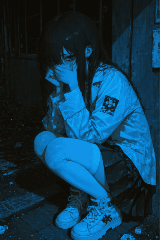 在巷子里一动不动蹲了两天的少女